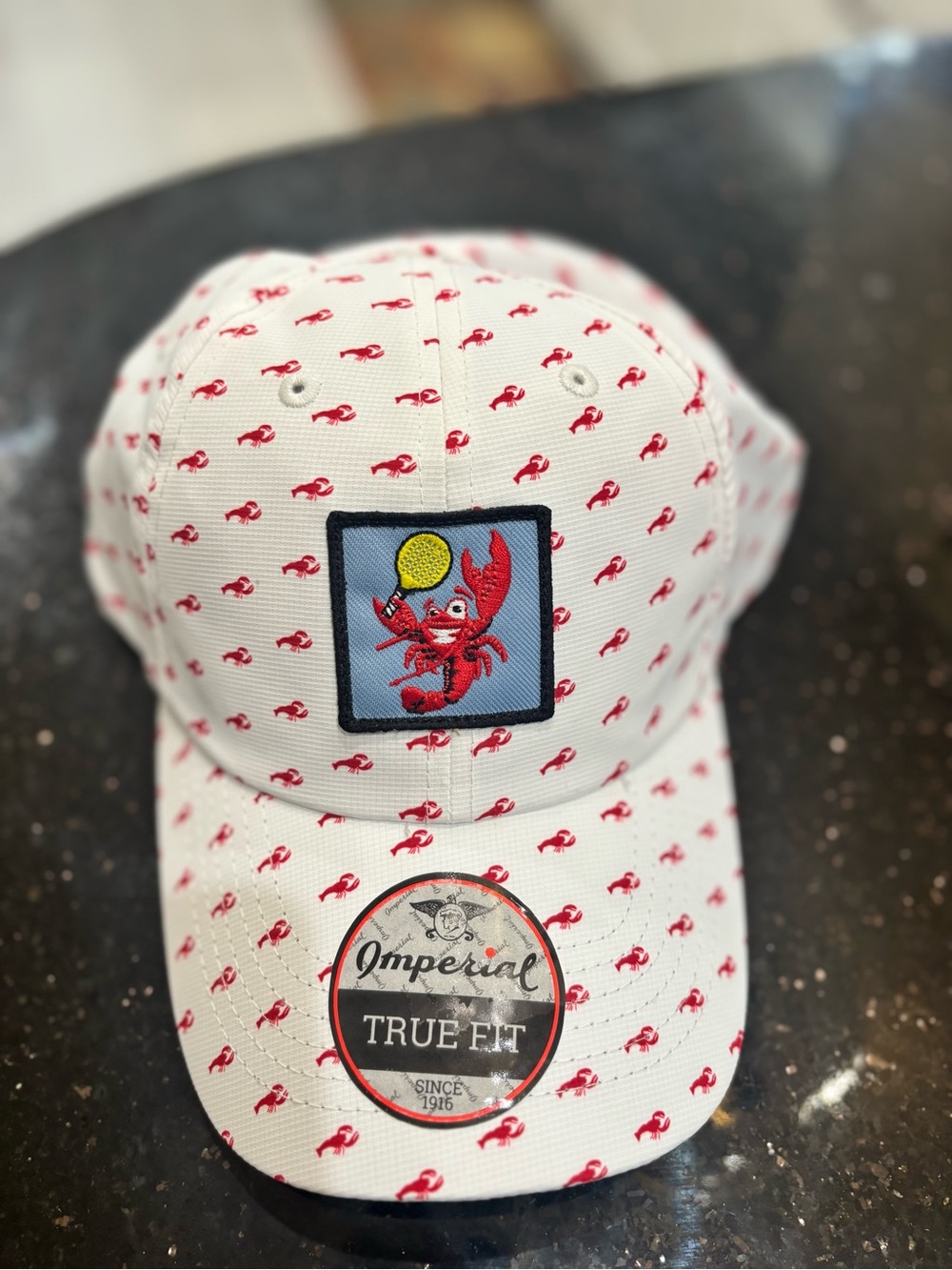 White Kids' Crab Print Cap with Embroidered Crab Patch
